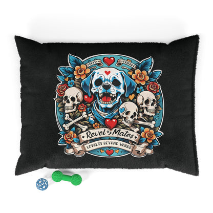 Pet Bed | for Dogs, Cats and all beloved Pets | Dog Skull Tattoo Design | 4 colors