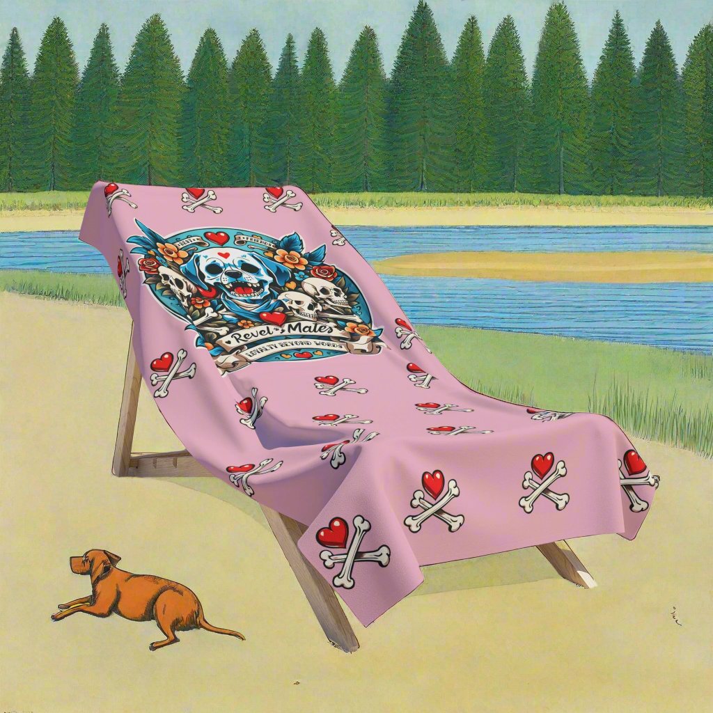 Beach Towel | All Over Print Towel | Dog Skull Tattoo Design | 4 colors