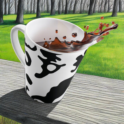 Latte Mug 12oz (350 ml) | Camouflage Black & White Design