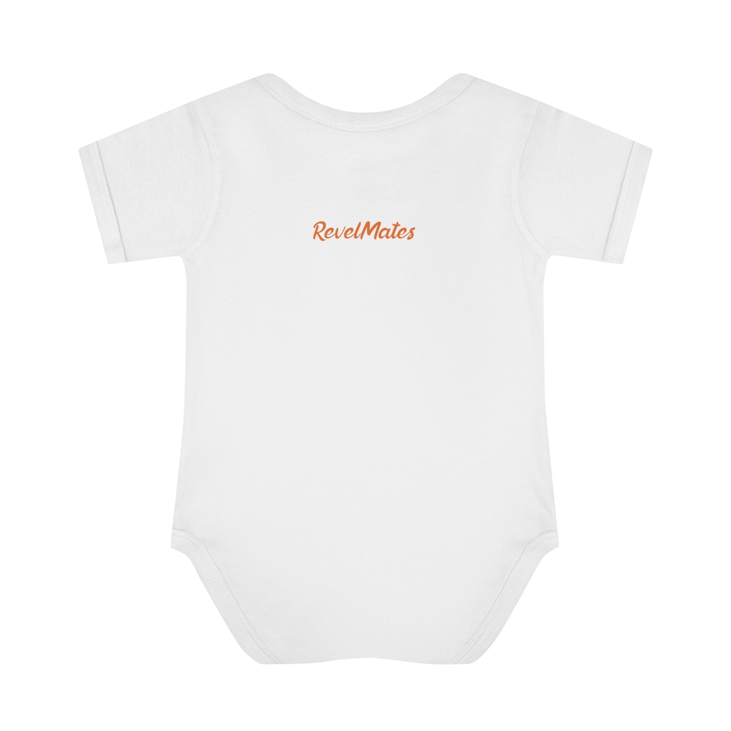 Infant Unisex Baby Rib Bodysuit | NB-24M | Blue & Orange RevelMates Square Design | 4 colors