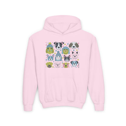 Youth Unisex Heavy Blend Hoodie | Winter Doggies Design | 7 colors