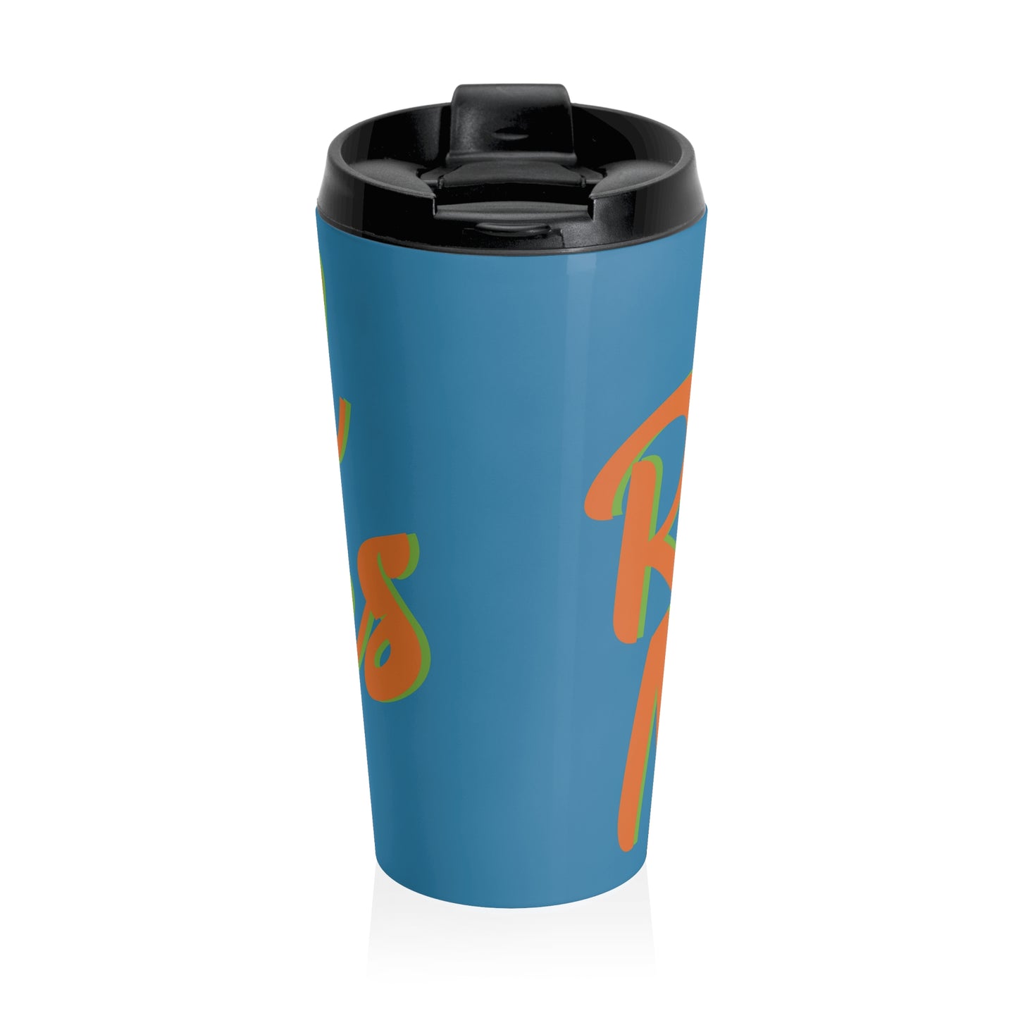 Stainless Steel Travel Mug With Cup 15oz (440ml)| Blue & Orange RevelMates Design