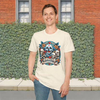 Unisex Softstyle T-Shirt | Solid Colors | Dog Skull Tattoo Design | 15 colors