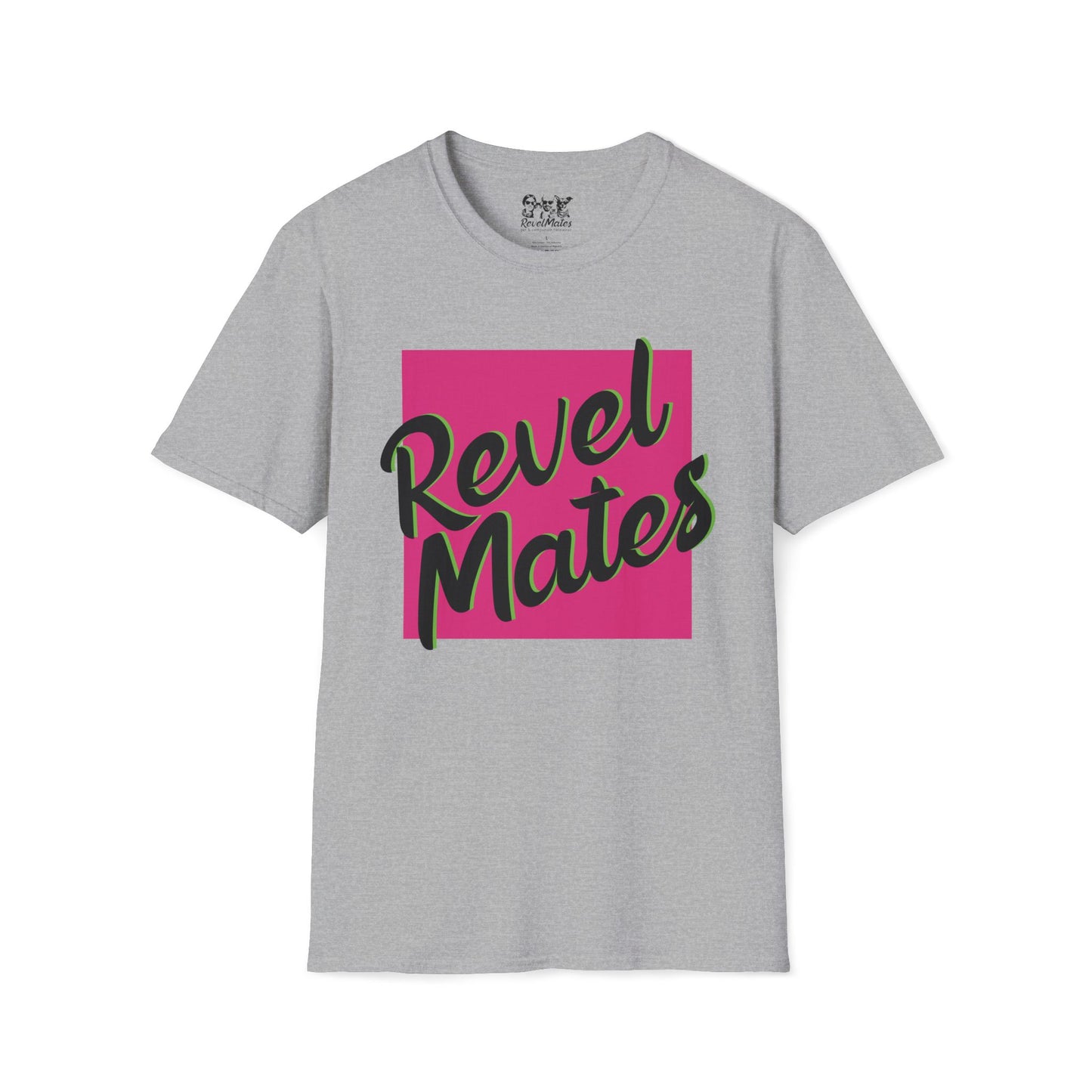 Unisex Softstyle T-Shirt | Fuchsia & Black RevelMates Square Design | 4 colors