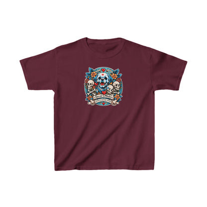 Unisex Kids Heavy Cotton™ T-Shirt | Dog Skull Tattoo Design | 20 colors