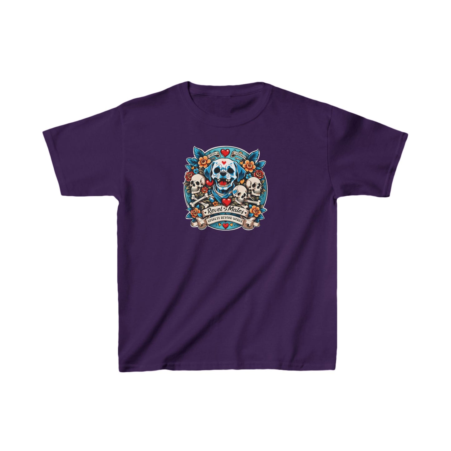 Unisex Kids Heavy Cotton™ T-Shirt | Dog Skull Tattoo Design | 20 colors