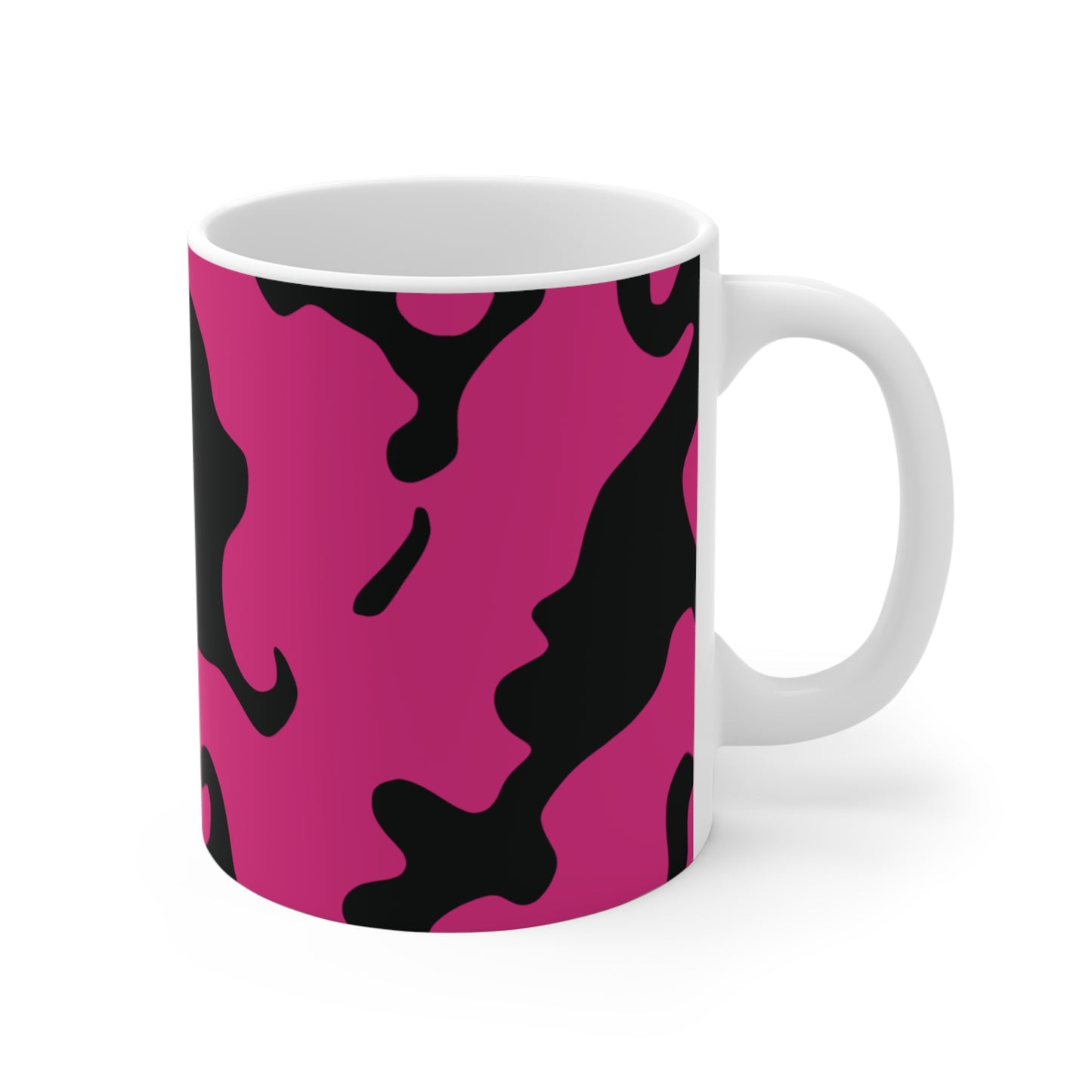 Ceramic Mug 11oz (330 ml) | Camouflage Fuchsia & Black Design
