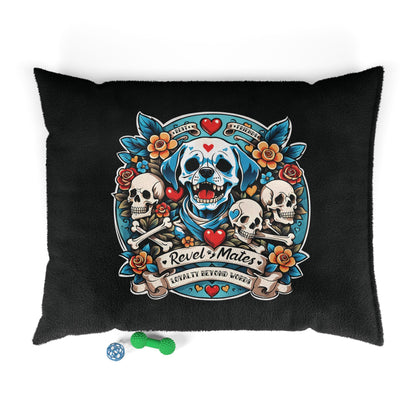 Pet Bed | for Dogs, Cats and all beloved Pets | Dog Skull Tattoo Design | 4 colors