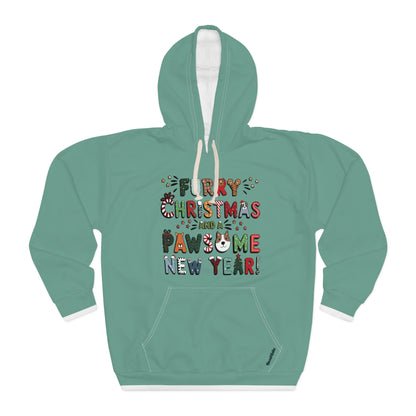 Unisex Cut & Sew Pullover Hoodie | All Over Print Hoodie | Furry Christmas Design | 8 colors