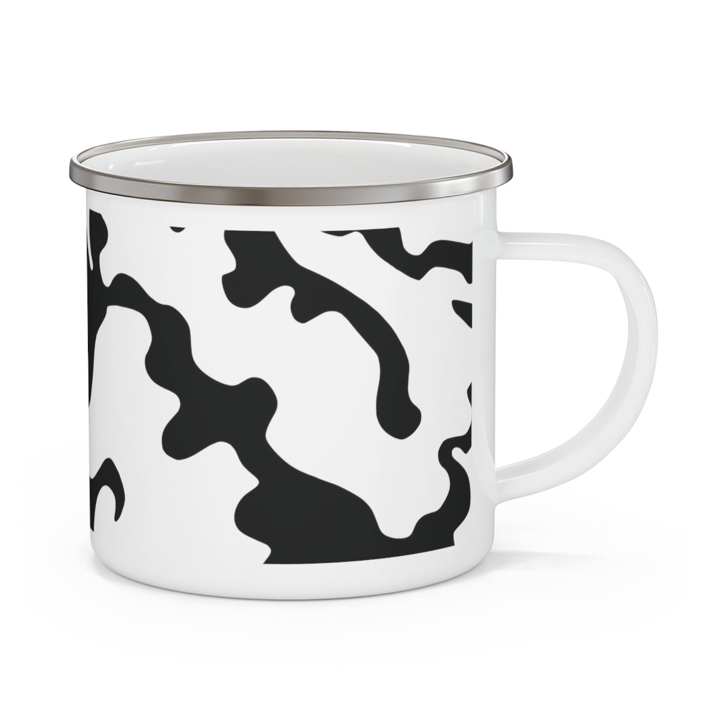 Enamel Camping Mug 12oz (350ml) | Camouflage Black & White Design