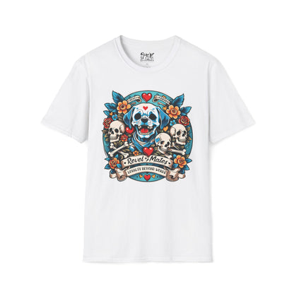 Unisex Softstyle T-Shirt | Solid Colors | Dog Skull Tattoo Design | 15 colors