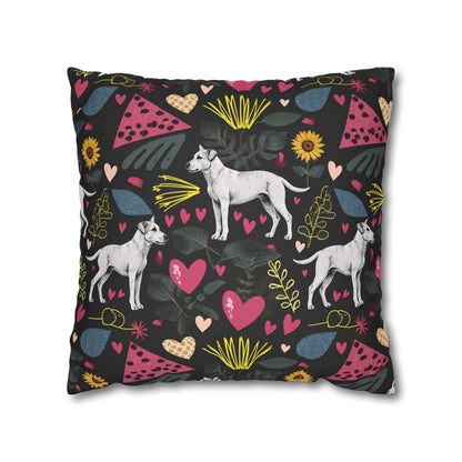 Spun Polyester Square Pillowcase | Hearts & Tails Design | 4 sizes