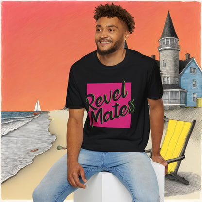 Unisex Softstyle T-Shirt | Fuchsia & Black RevelMates Square Design | 4 colors