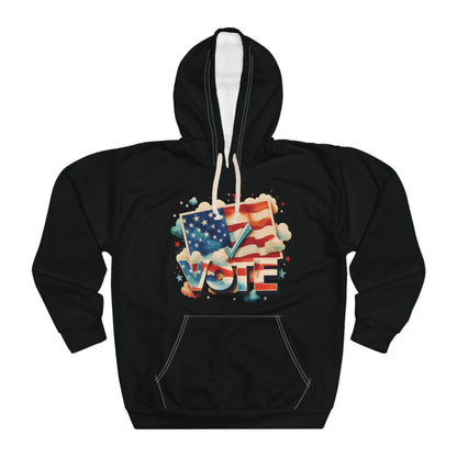 Unisex Cut & Sew Pullover Hoodie | All Over Print Hoodie | VOTE Watercolor Design | US Elections | 2 colors