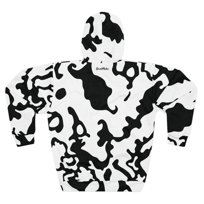 Unisex Cut & Sew Pullover Hoodie | All Over Print Hoodie | Camouflage Black & White Design