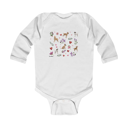 Infant Unisex Long Sleeve Bodysuit | Puppy Love Design