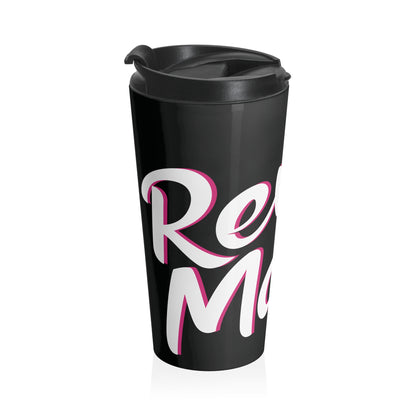 Stainless Steel Travel Mug With Cup 15oz (440ml)| Black & White RevelMates Design