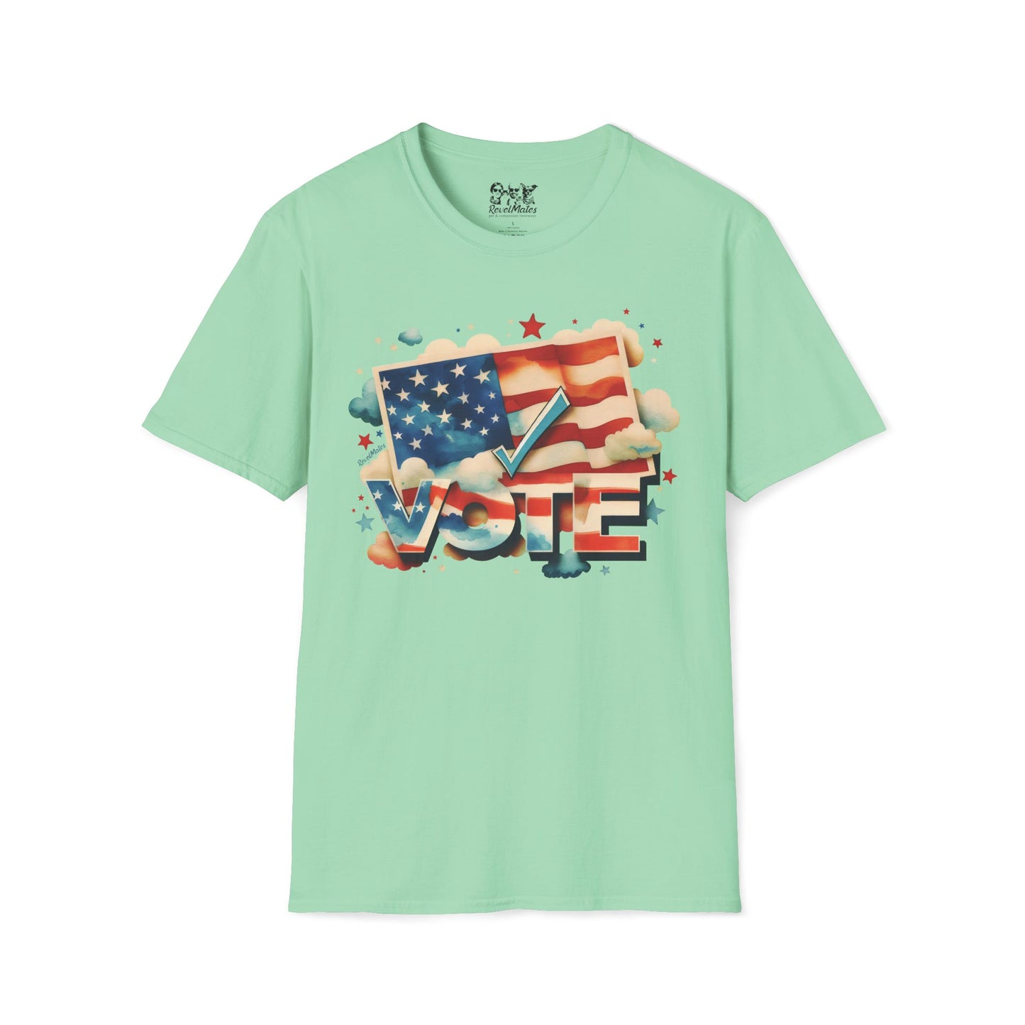 Unisex Softstyle T-Shirt | Solid Colors | VOTE Watercolor Design | US Elections | 15 colors