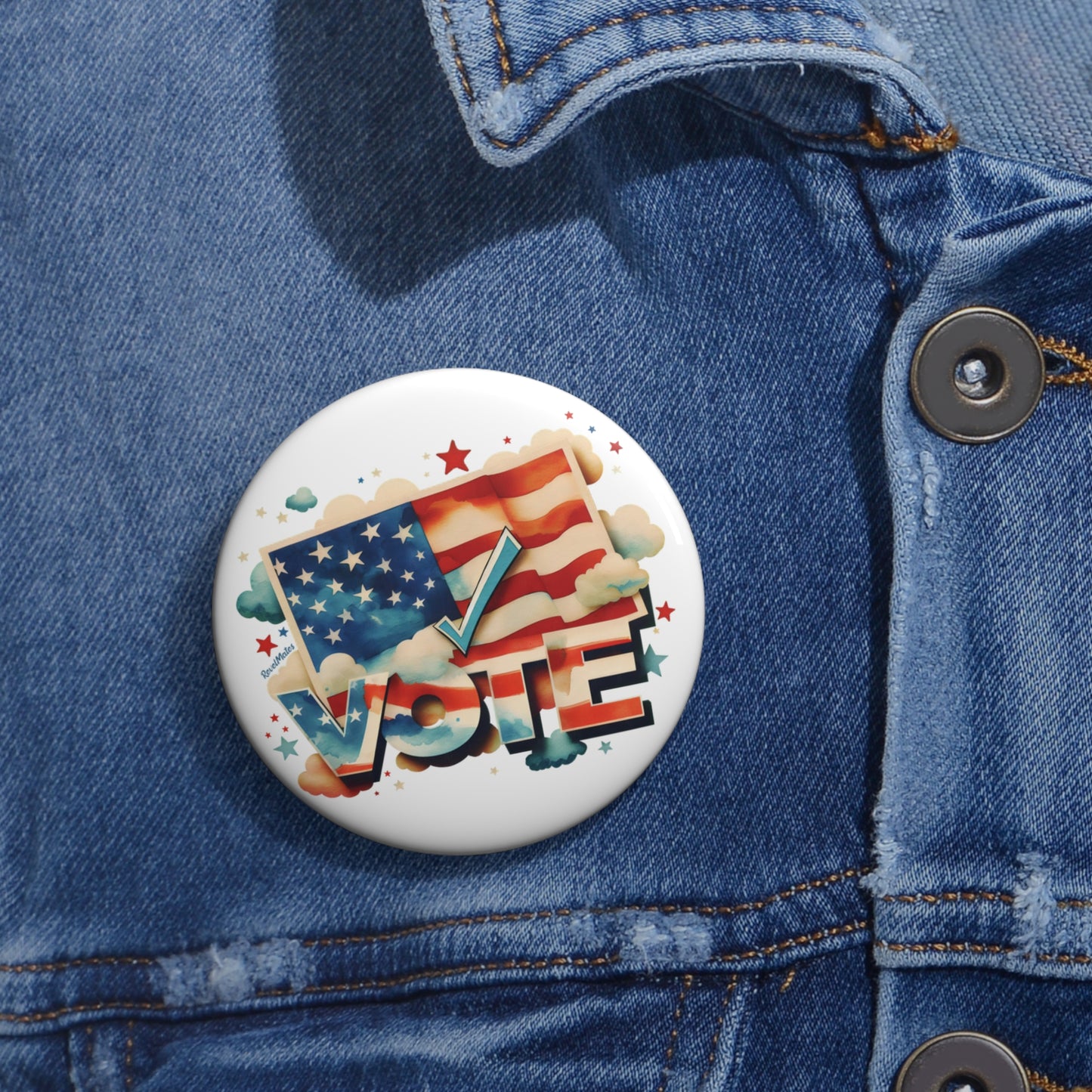 Pin Buttons | VOTE Watercolor Design | US Elections | 2 colors