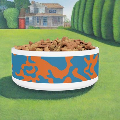 Pet Bowl 16oz (473ml) | Camouflage Blue & Orange Design