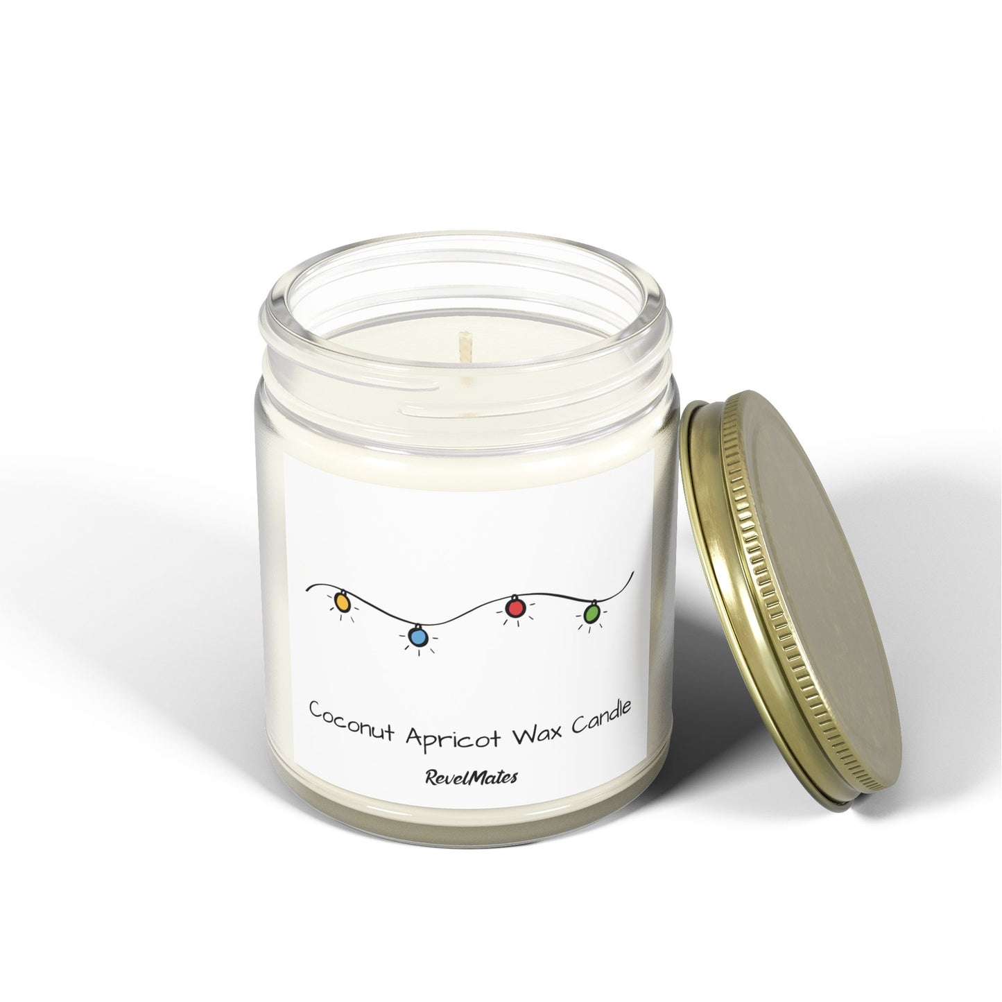 Coconut Apricot Wax Scented Candles (4oz, 9oz) | Christmas Lights Design | 2 colors | 9 scents