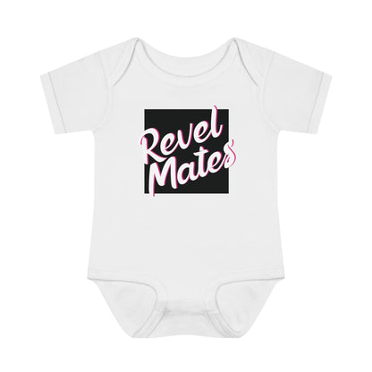 Unisex Infant Baby Rib Bodysuit | NB-24M | Black & White RevelMates Square Design | 4 colors