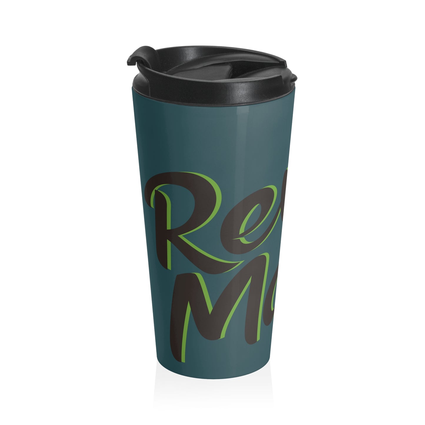 Stainless Steel Travel Mug With Cup 15oz (440ml)| Turquoise & Brown RevelMates Design