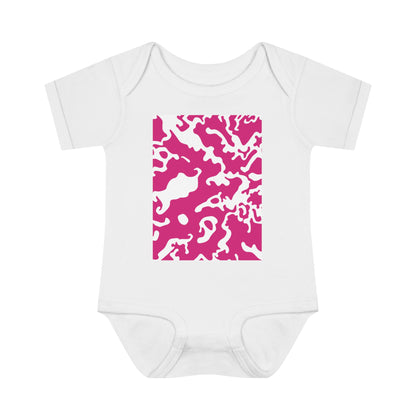 Unisex Infant Baby Rib Bodysuit | NB-24M | Camouflage Fuchsia & White Design