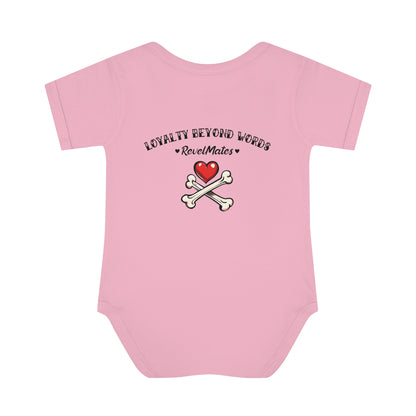 Infant Unisex Baby Rib Bodysuit | NB-24M | Dog Skull Tattoo Design | 4 colors