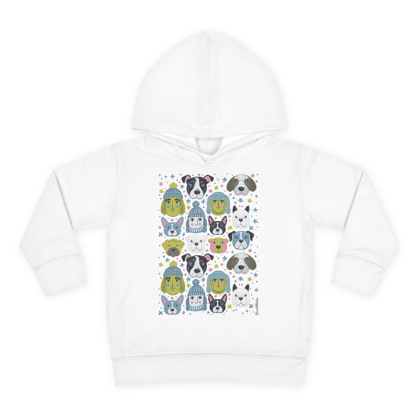 Toddler Unisex Pullover Fleece Hoodie | Winter Doggies Design | 7 colors