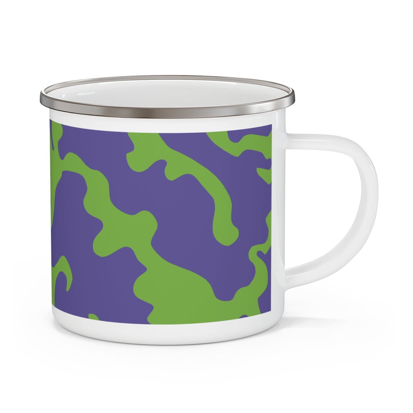 Enamel Camping Mug 12oz (350ml) | Camouflage Lavender & Lime Design
