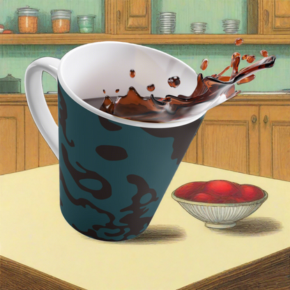 Latte Mug 12oz (350 ml) | Camouflage Turquoise & Brown Design