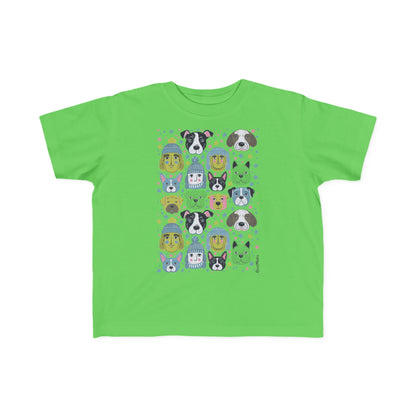 Toddler Unisex Lightweight Fine Jersey T-Shirt | 2T-6T | Winter Doggies Design | 19 colors