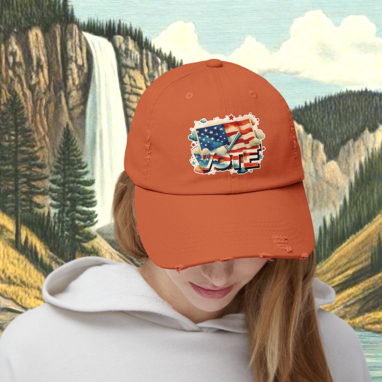 Unisex Distressed Cap | VOTE Watercolor Design | US Elections | 8 colors