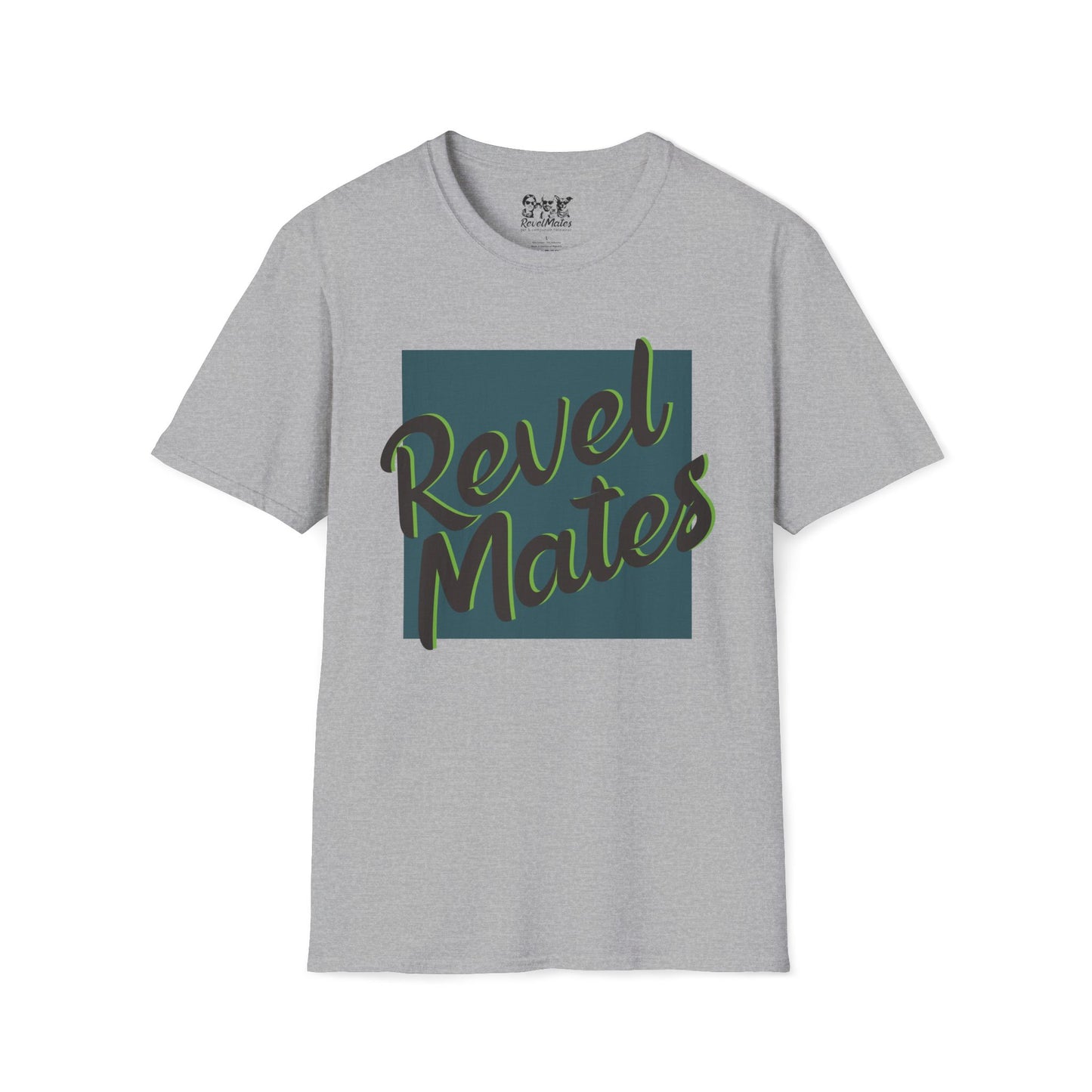 Unisex Softstyle T-Shirt | Turquoise & Brown RevelMates Square Design | 4 colors