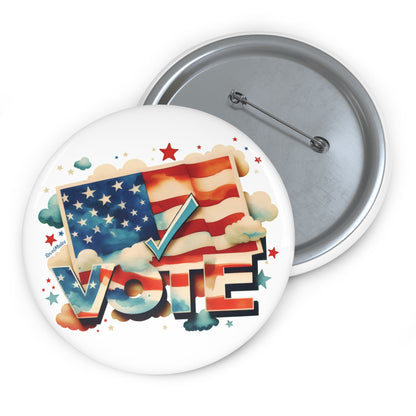 Pin Buttons | VOTE Watercolor Design | US Elections | 2 colors