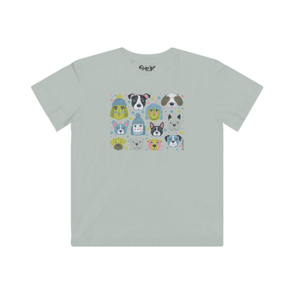 Youth Unisex Lightweight Fine Jersey T-Shirt | Winter Doggies Design| 6 colors