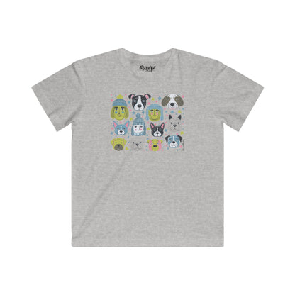 Youth Unisex Lightweight Fine Jersey T-Shirt | Winter Doggies Design| 6 colors