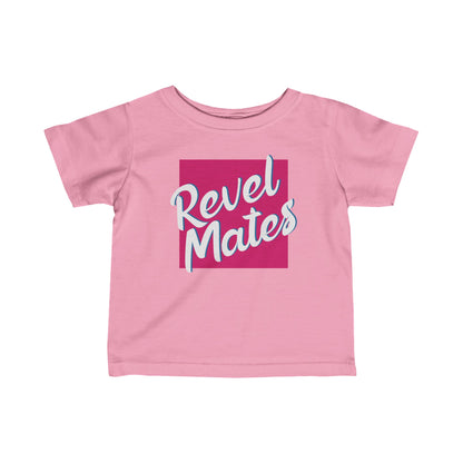 Unisex Infant Fine Jersey T-Shirt | 6M-24M | Fuchsia & White RevelMates Square Design | 4 colors