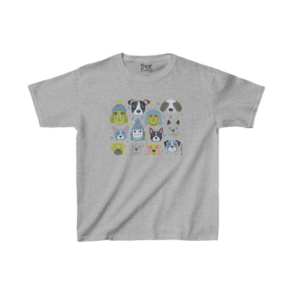 Youth Unisex Heavy Cotton T-Shirt | Winter Doggies Design | 9 colors