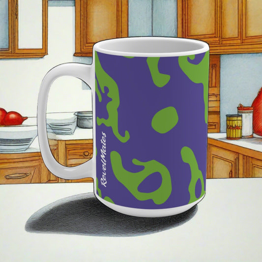 Ceramic Mug 15oz (440 ml) | Camouflage Lavender & Lime Design
