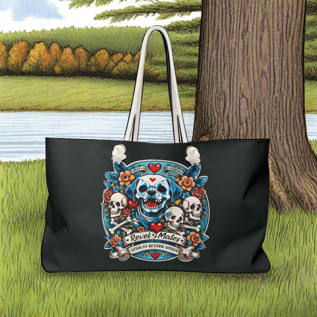 Weekender Beach Bag | All Over Print Bag | Dog Skull Tattoo Design | 4 colors