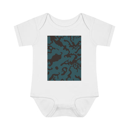 Unisex Infant Baby Rib Bodysuit | NB-24M | Camouflage Turquoise & Brown Design