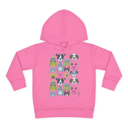 Toddler Unisex Pullover Fleece Hoodie | Winter Doggies Design | 7 colors