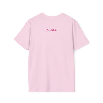 Unisex Softstyle T-Shirt | White & Fuchsia RevelMates Square Design | 4 colors