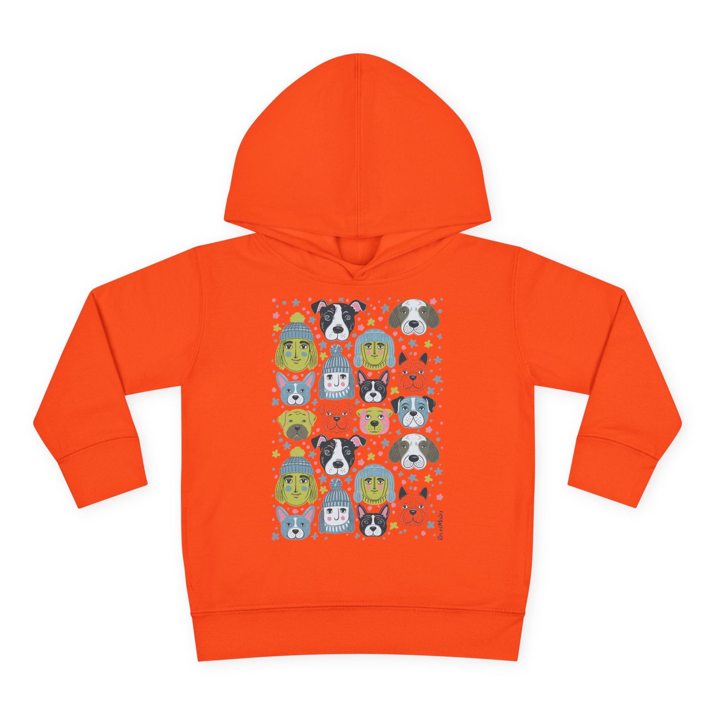 Toddler Unisex Pullover Fleece Hoodie | Winter Doggies Design | 7 colors