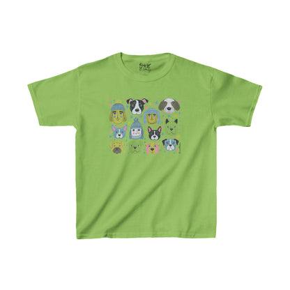 Youth Unisex Heavy Cotton T-Shirt | Winter Doggies Design | 9 colors