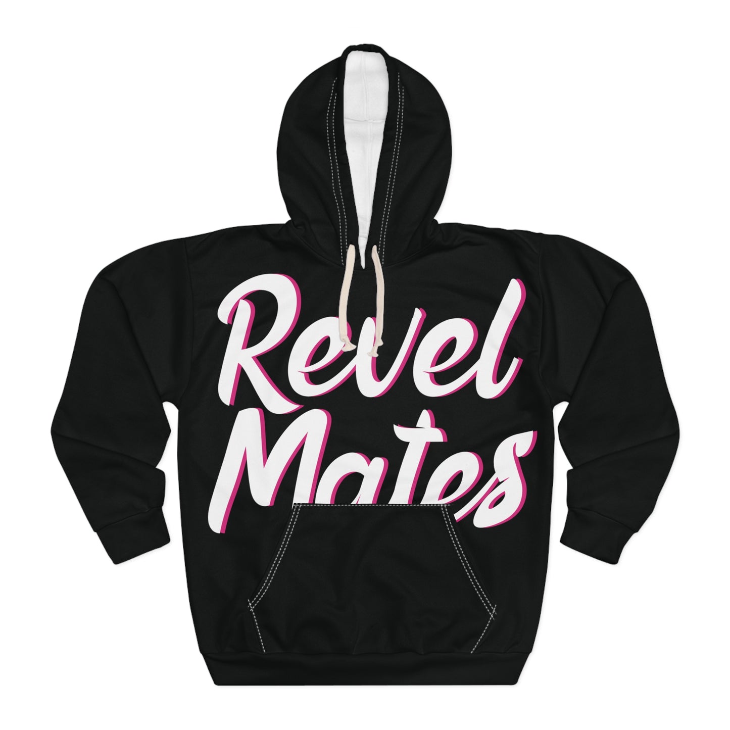 Unisex Cut & Sew Pullover Hoodie | All Over Print Hoodie | Black & White RevelMates Design