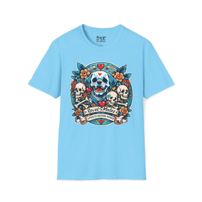 Unisex Softstyle T-Shirt | Solid Colors | Dog Skull Tattoo Design | 15 colors