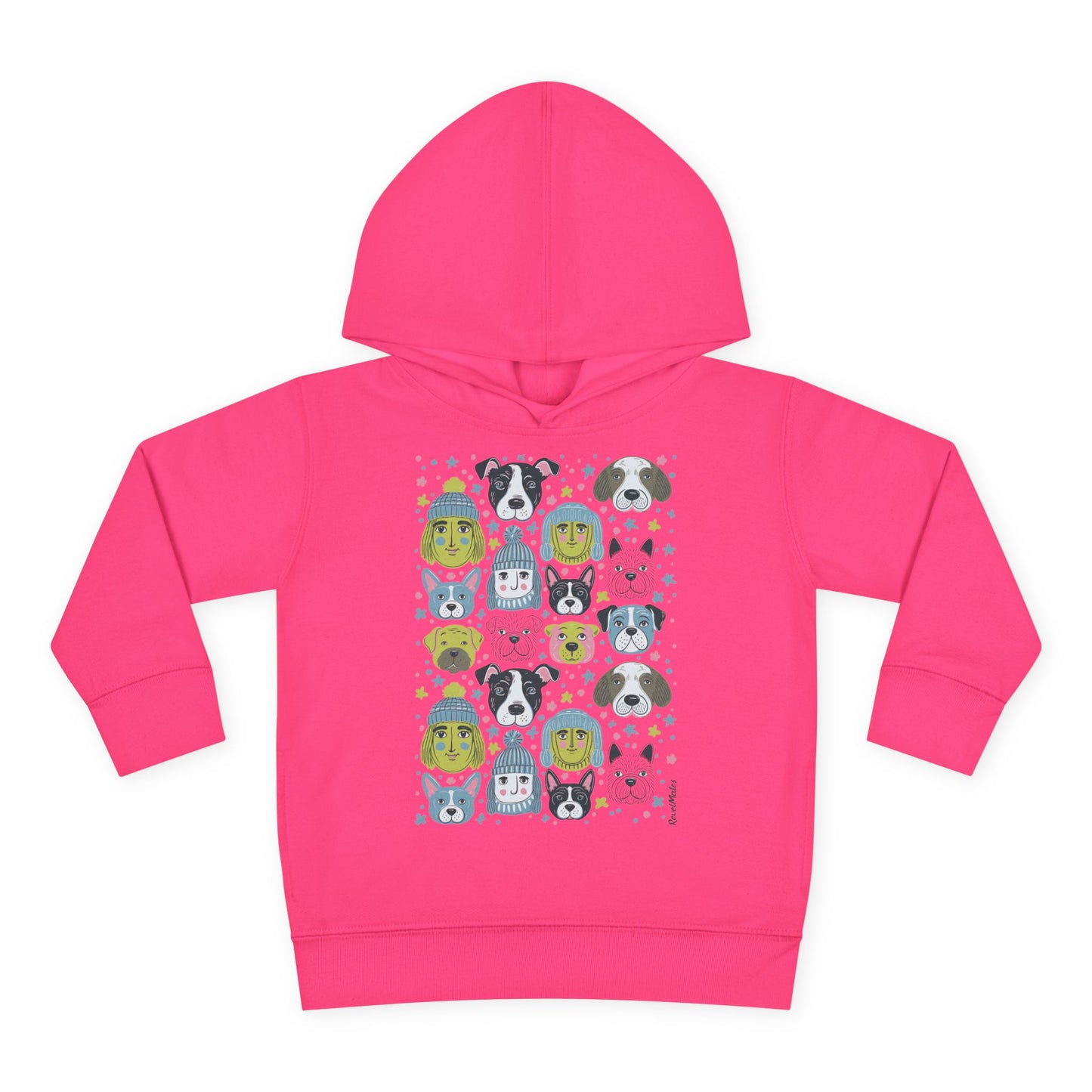 Toddler Unisex Pullover Fleece Hoodie | Winter Doggies Design | 7 colors